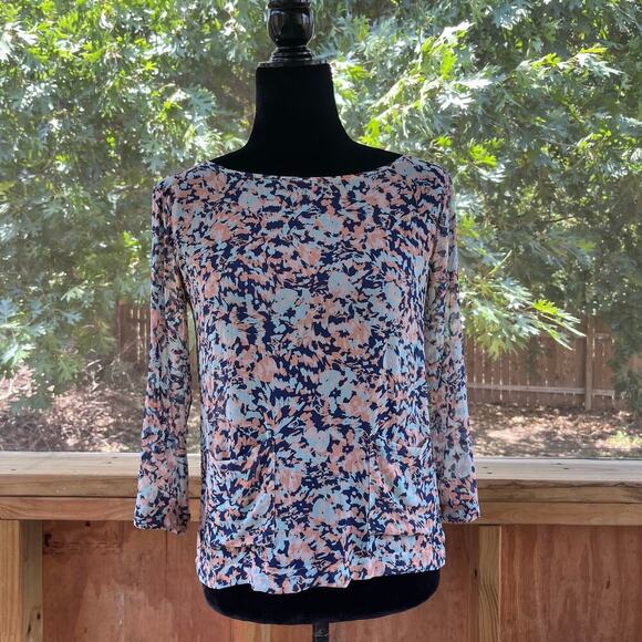Club Monaco Blue And Pink 100% Silk Blouse Size XS - Picture 1 of 8
